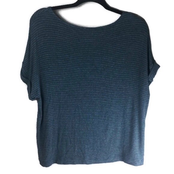Cabi Groove Teal Stripe Dolman Rolled Cuff Short Sleeve Tee Size Small - Picture 3 of 11